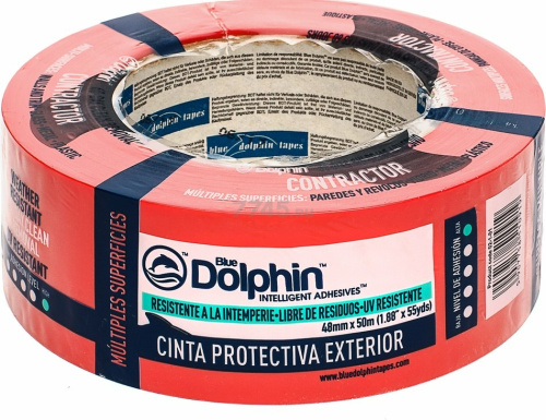 03-1-03 Bluedolphin Лента штукатурная, гладкая, тонкая, очень эластичная, основа ПВХ, красная, 48мм x 50м