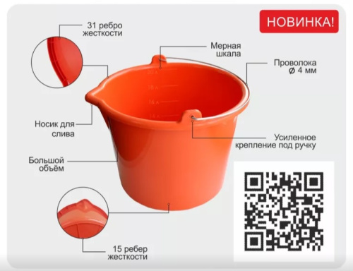 Decor Profi / Ведро ударопрочное 20 л для красок и смесей фото 2
